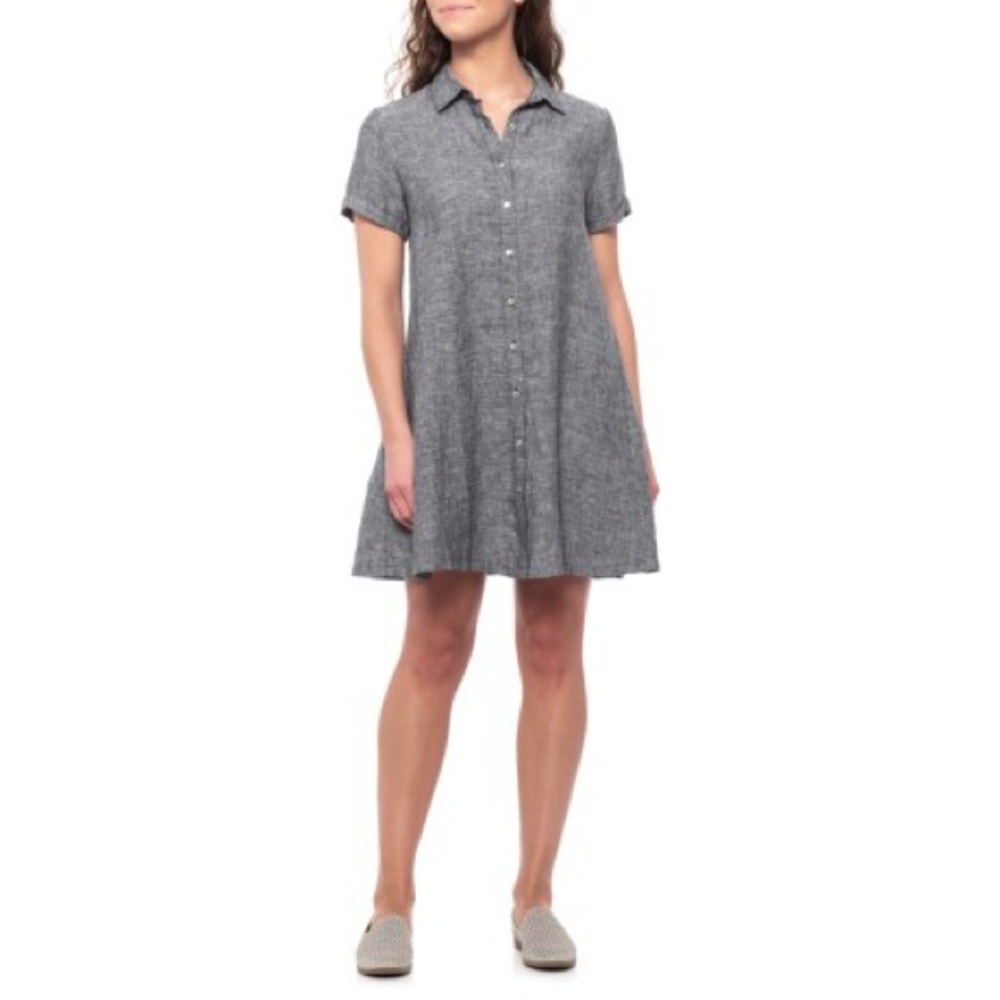 Tahari Grey Linen Dress